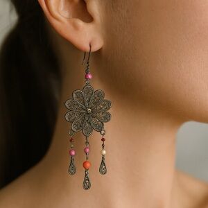 Vintage Bohemian Floral Dangle Earrings